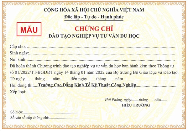 chứng chỉ tư vấn du học